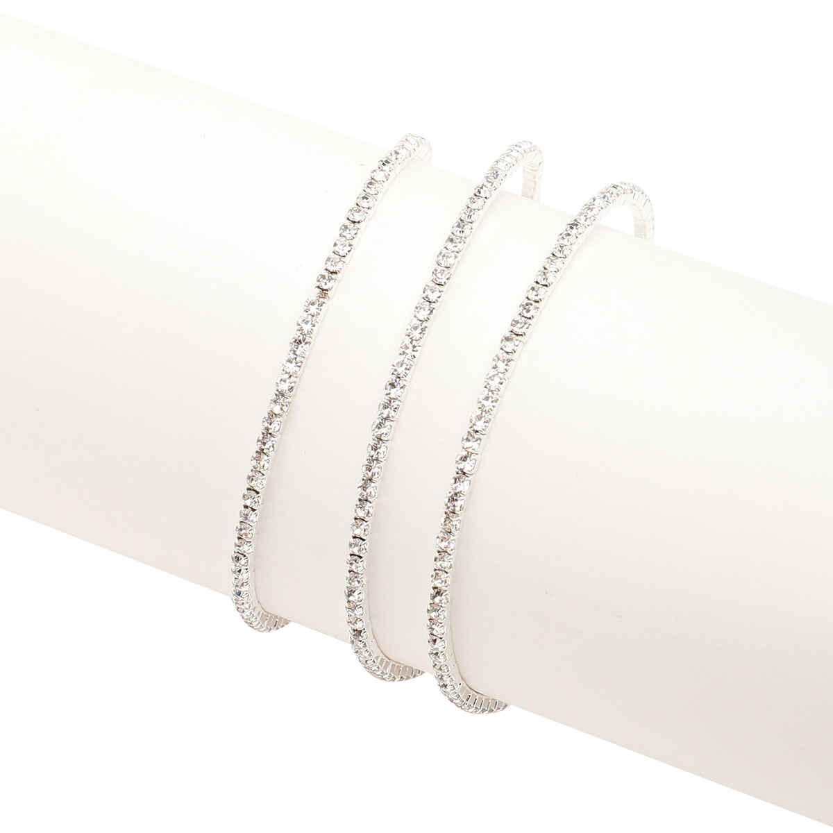 Sohi Silver Plated Party Rhinestones & Pearls Bracelet For Women