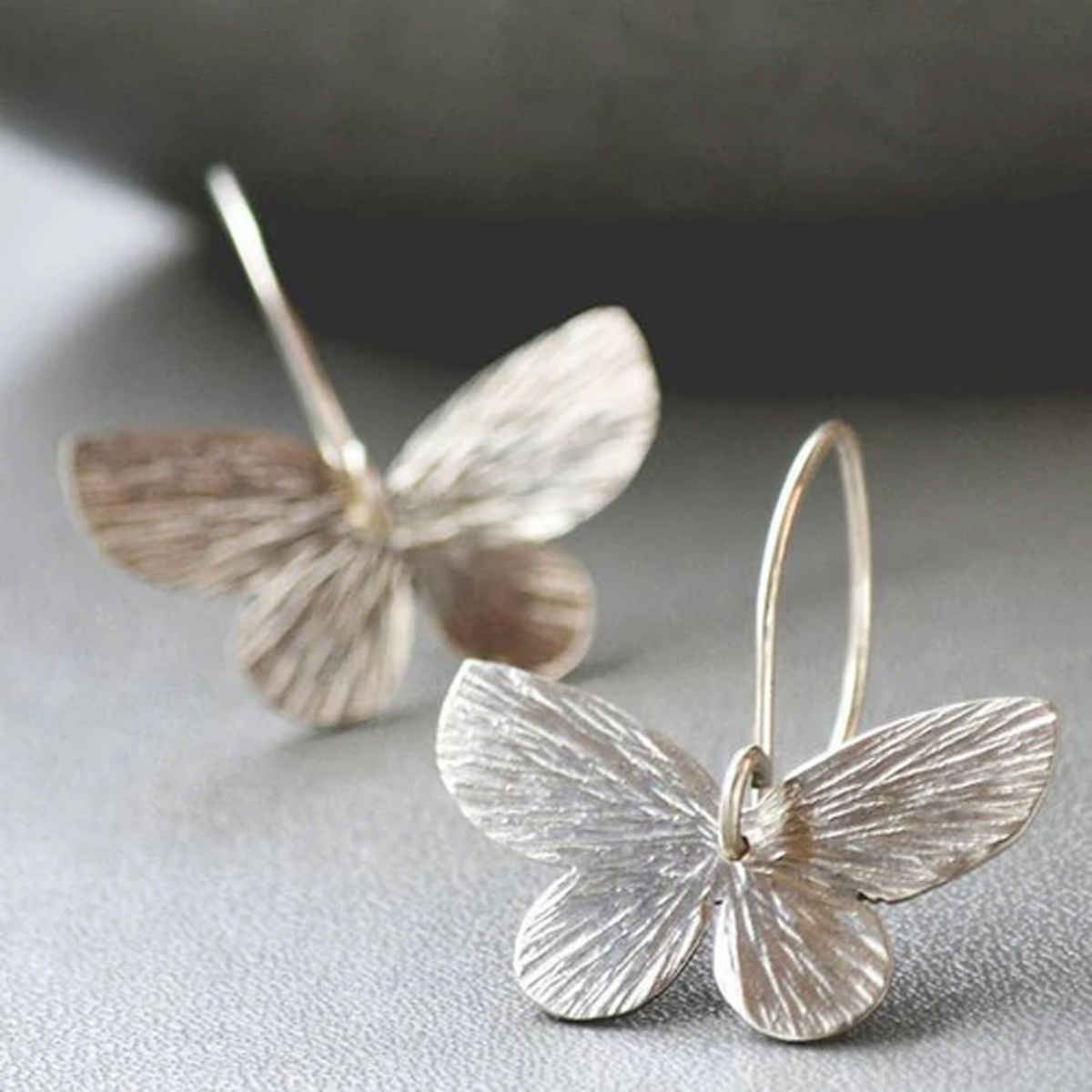Just Lil Things Delicate Silver Butterfly Dangle Earrings | Jlt11588
