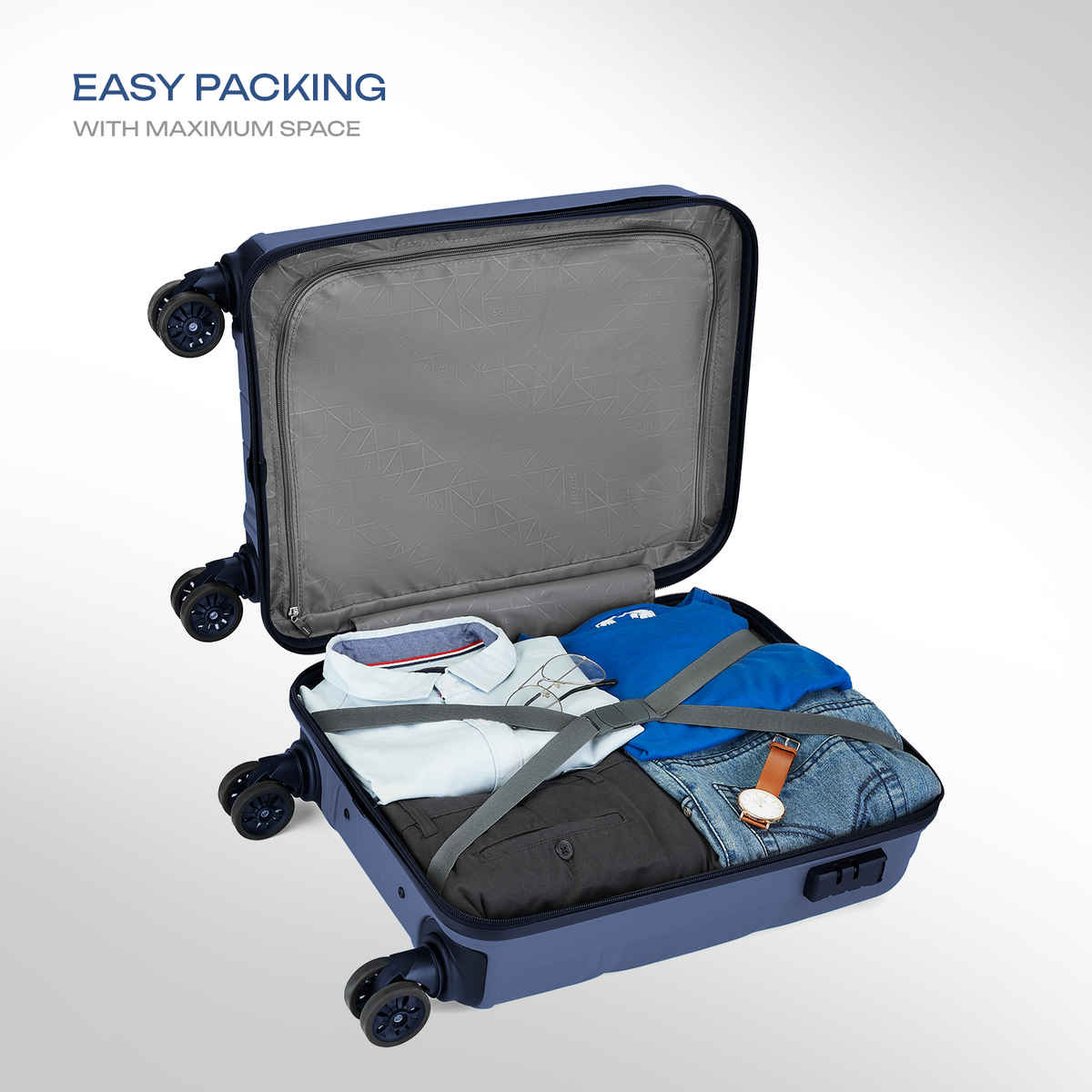 Safari Vamos Cabin Trolley Bag, 8 Wheels, Hard, Polypropylene | Cyan - 55cm