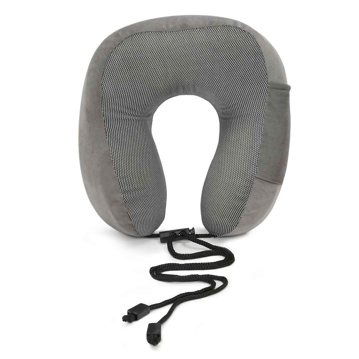 Kaaytee Memory Foam Travel Neck Pillow for Airplane & Car Neck Support Cushion | Grey