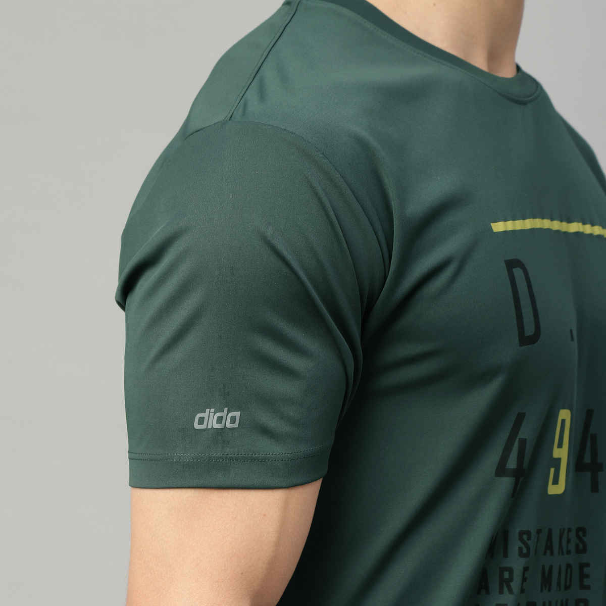 Dida Men's Dry Fit Sports T-Shirt | Comfortable and Stretchable | Trekking Green | S