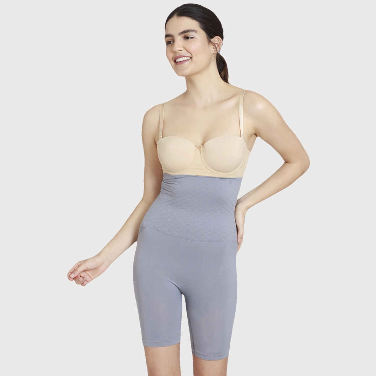 Zivame Women's All Day Highwaist Thigh Shaper | Grey - L