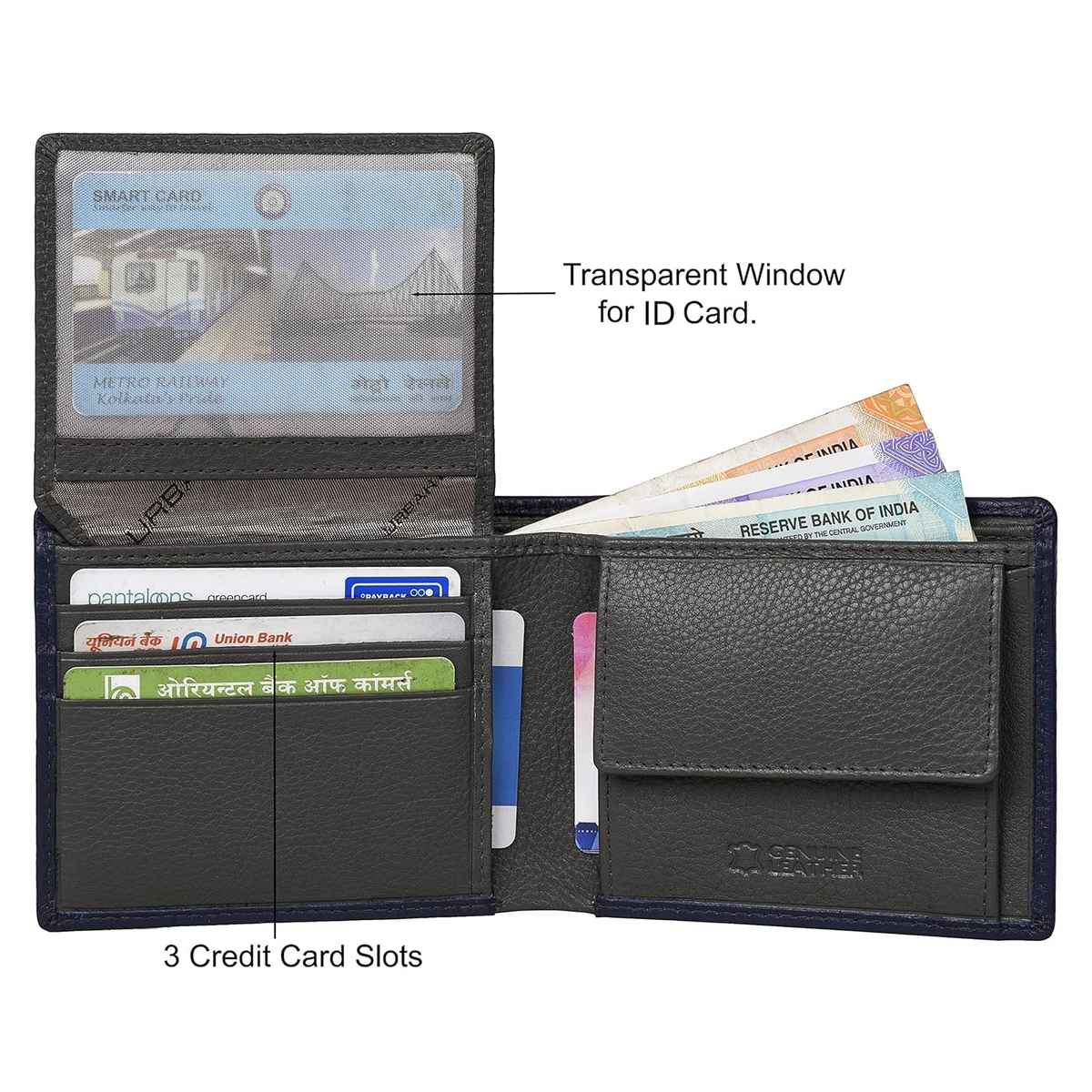 Urban Forest Men's Kyle Leather Wallet | Blue & Grey