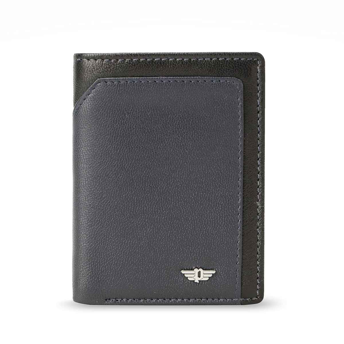 Police Men's Solid Genuine Leather Wallets | Black and Navy - Free Size