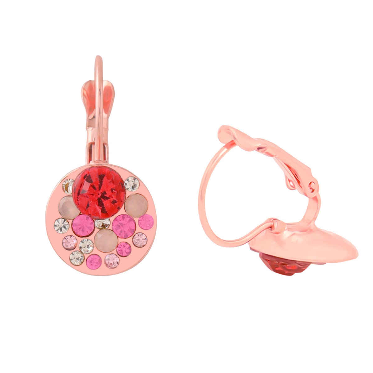 Yellow Chimes Pink Crystal Stone Earrings | Clip On