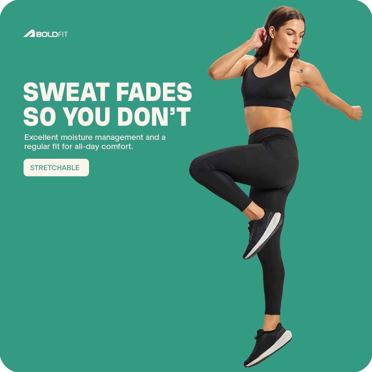 Boldfit Women's Leggings Regular Yoga Pants Tights Activewear | Black - L