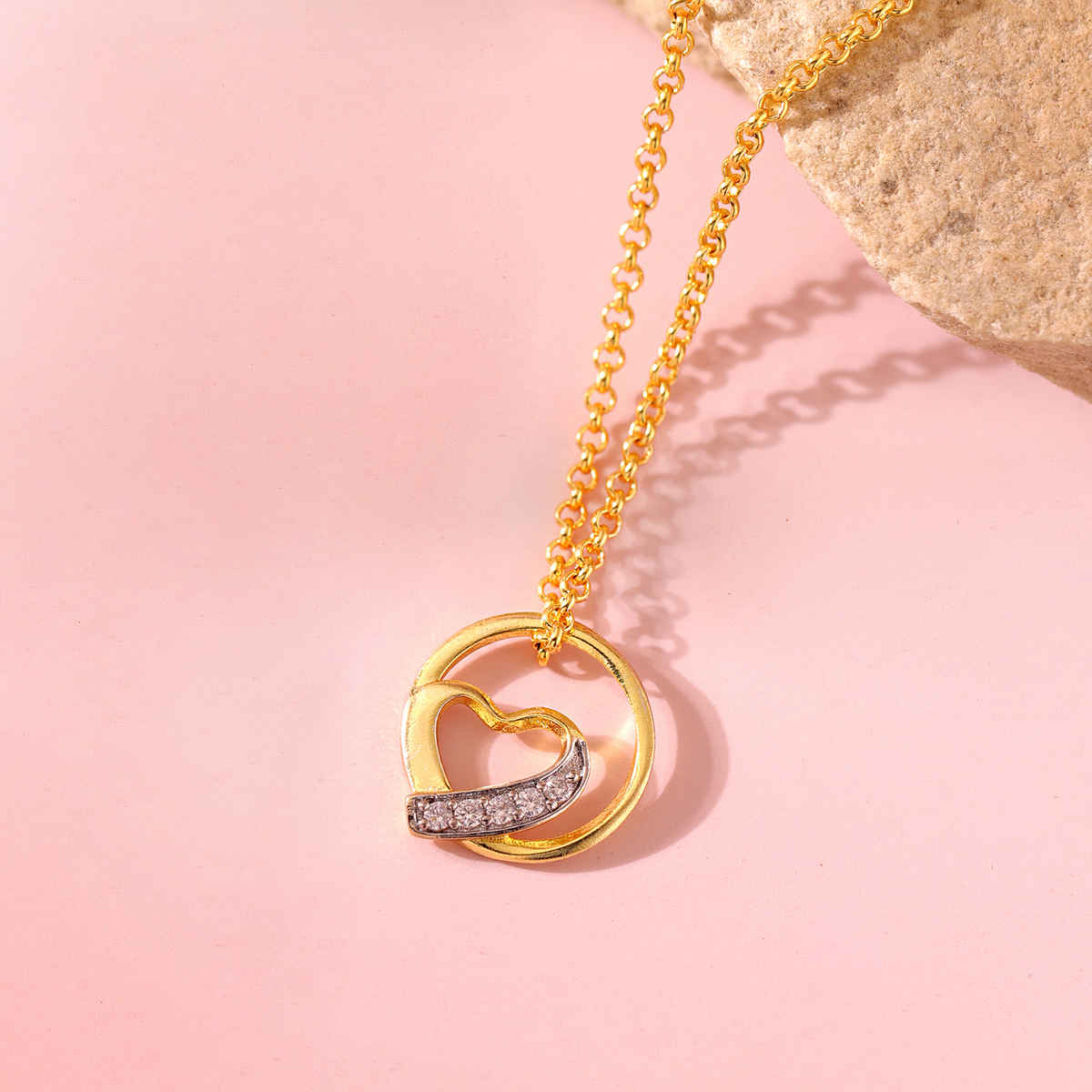 Voylla Valentines Day Golden Embrace Orbit Pendant