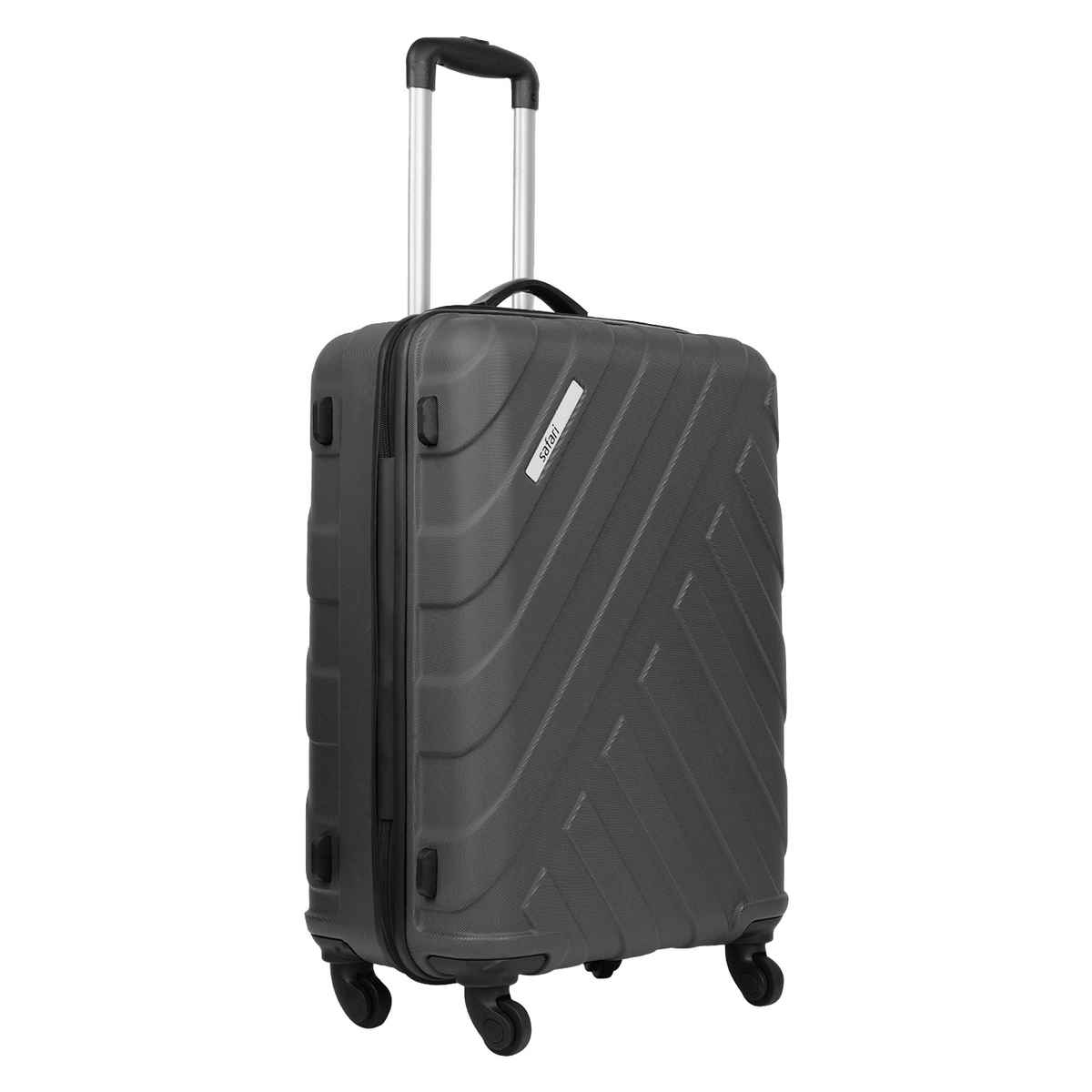 Safari Unisex Striped Polycarbonate 81 L Telescopic Trolley Bag | Gun Metal - M