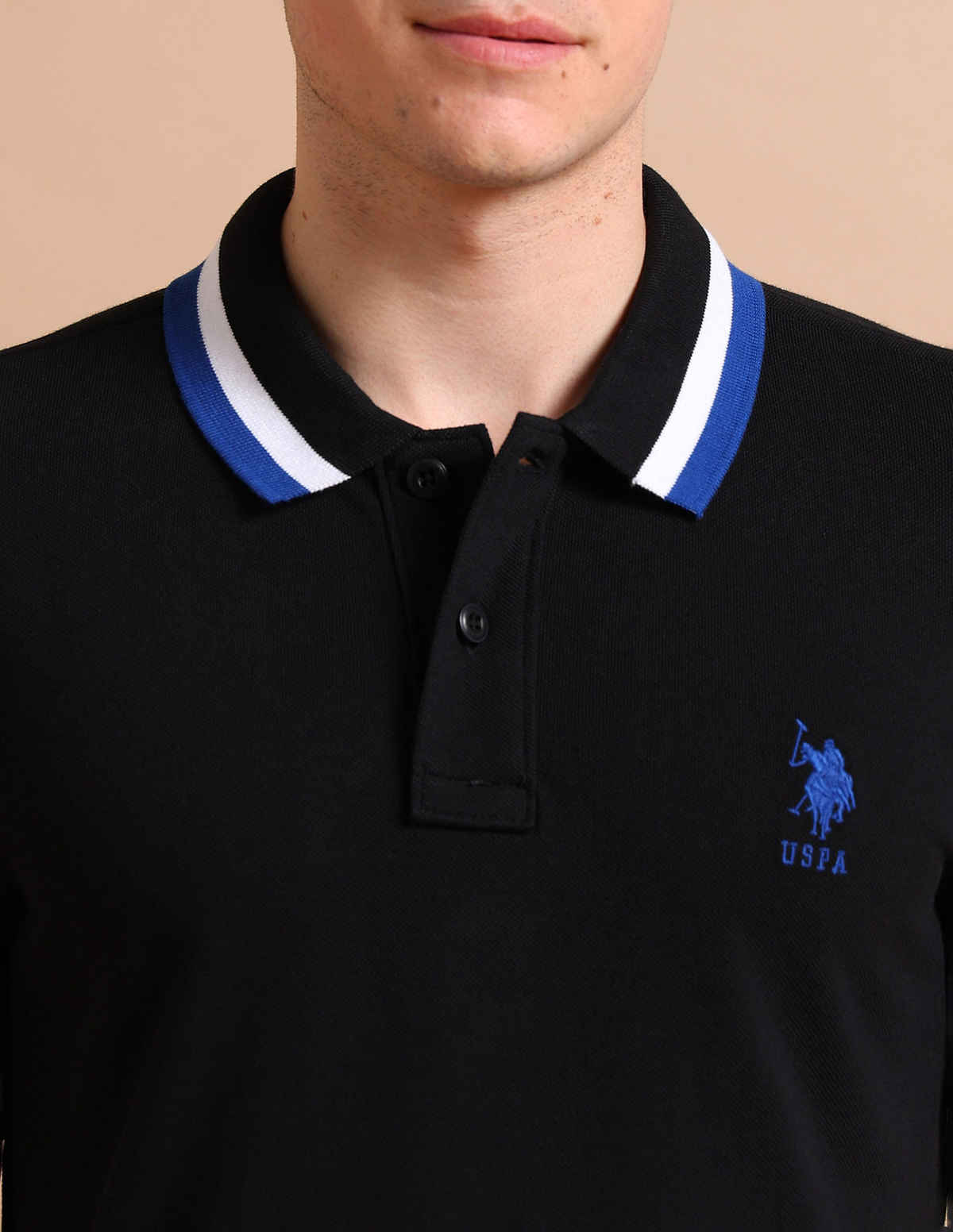 U.S. Polo Assn. Men's Heritage Tipped Polo Shirt | Black - XL