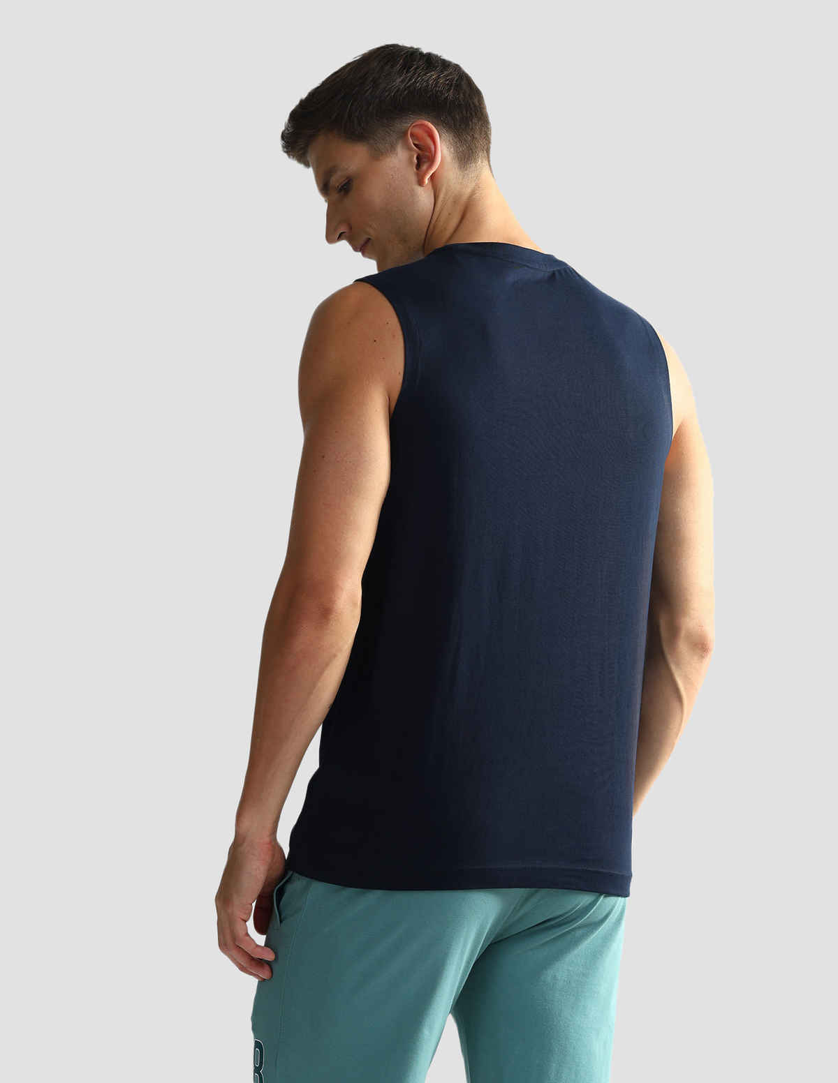 USPA Solid Cotton Vest For Men - Pack of 1 - Navy - L