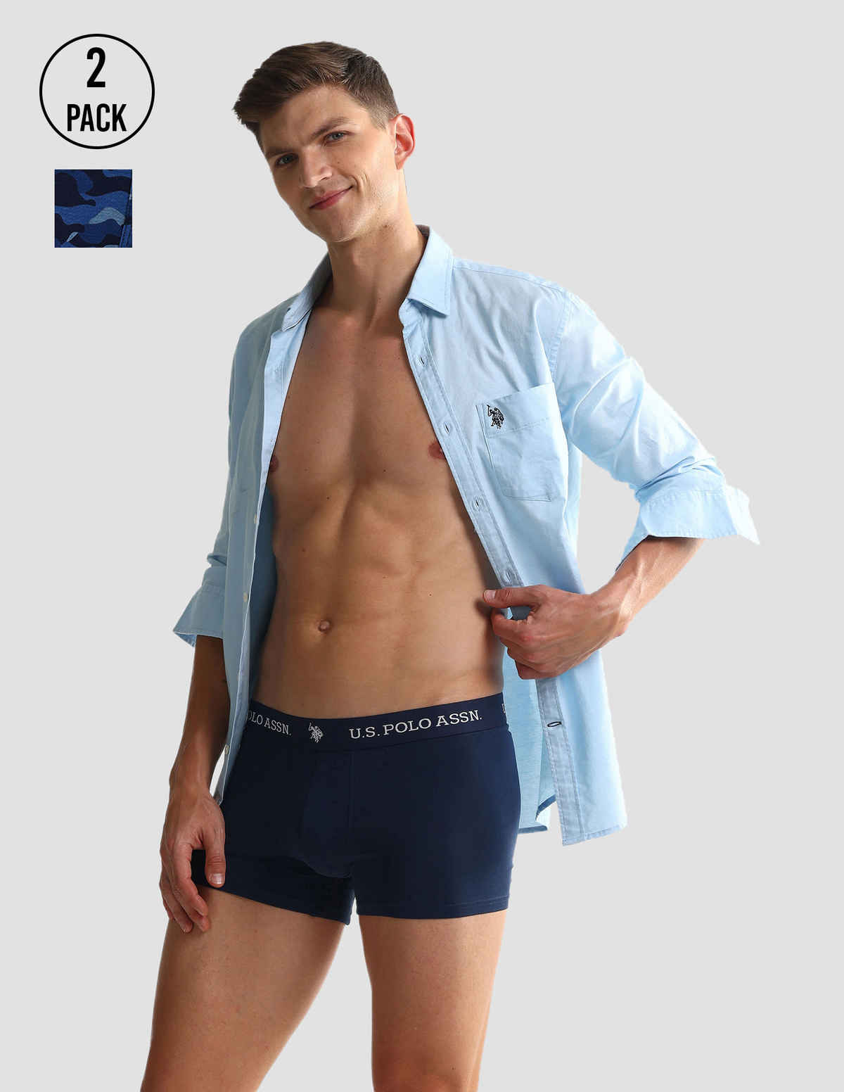 U.S. Polo Assn. Elastic Waistband Ribbed Solid OET10 Trunks - XL