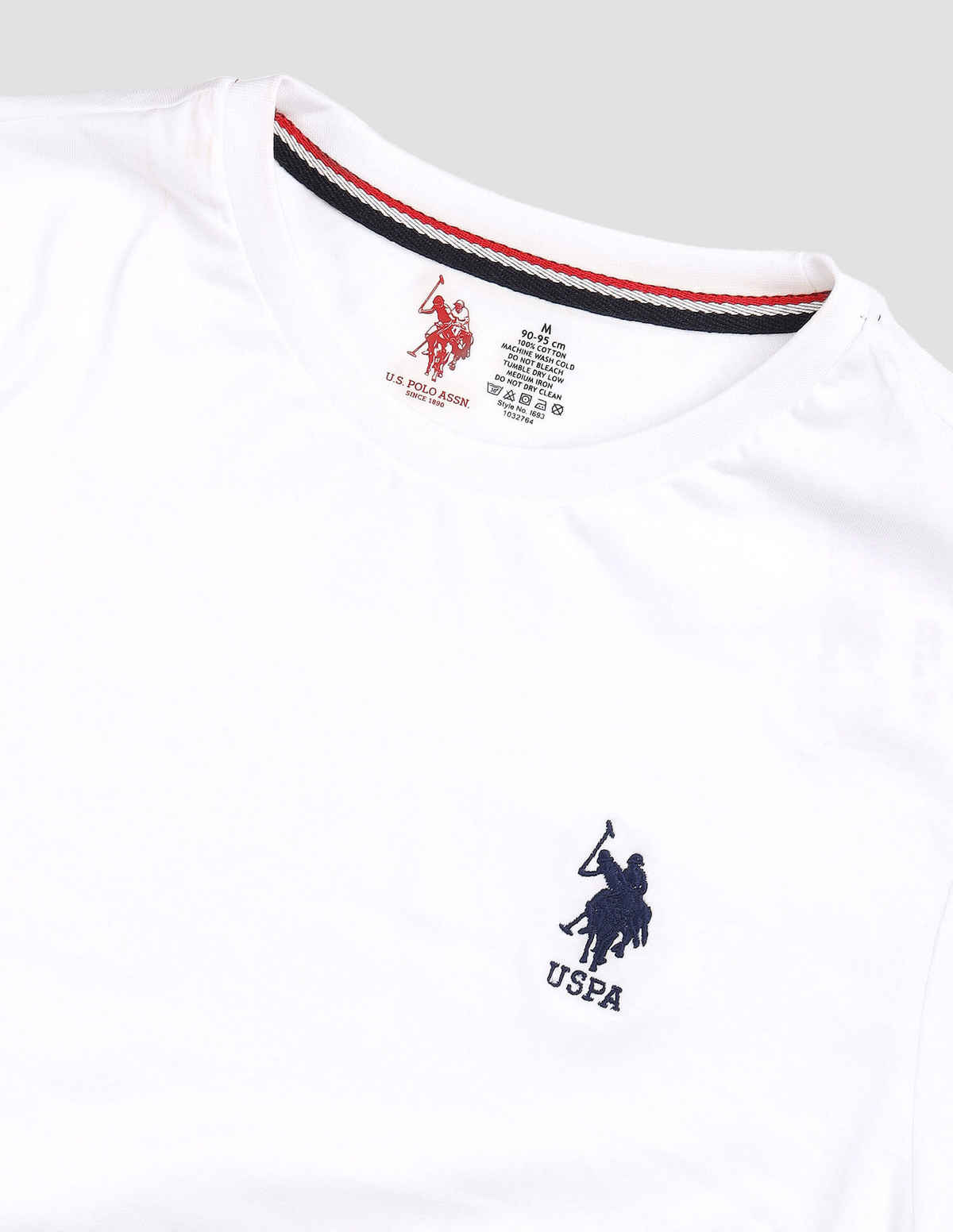 USPA Pure Cotton Long Sleeve Lounge T - Shirt For Men - White - XL