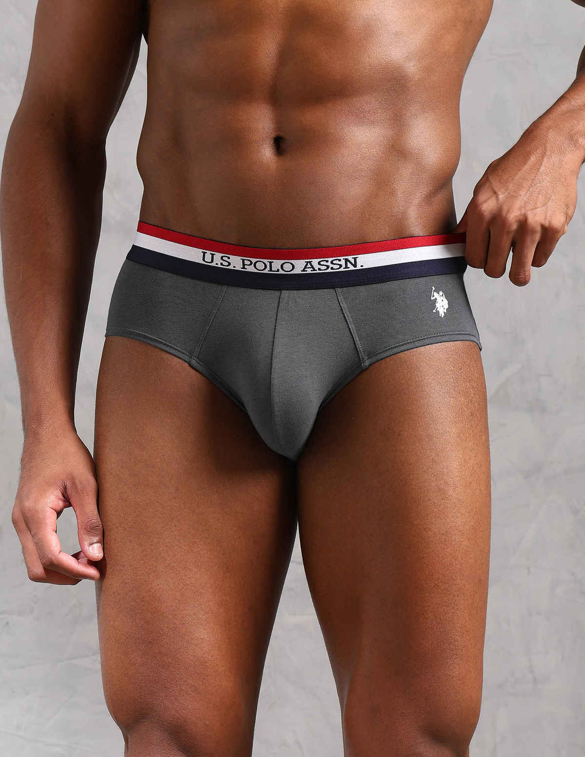USPA Anti Microbial Cotton Stretch Essential Mens Trunk - Pack of 2 - Iron Gate and Black - M