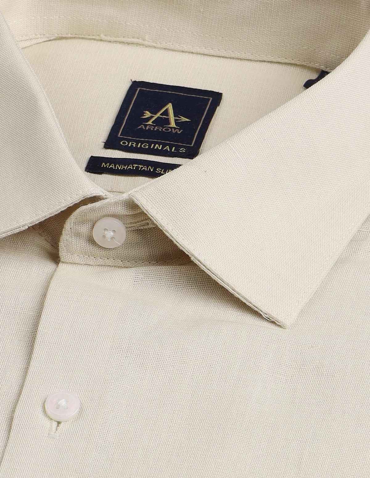 Arrow Cotton Linen Slim Fit Shirt For Man - Beige - 40