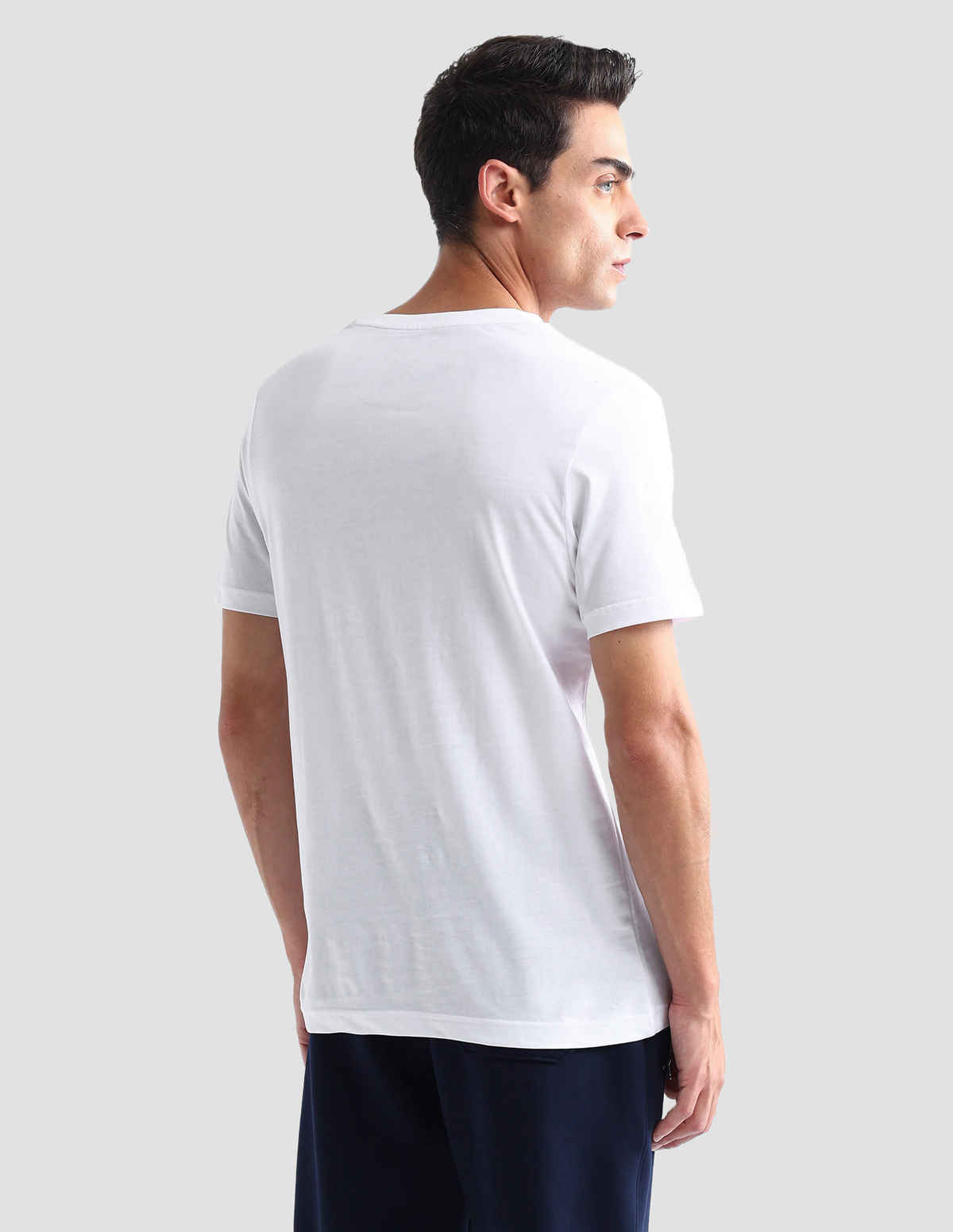 USPA Men's Solid Round Neck Lounge T Shirt - Regular Fit - White - XL