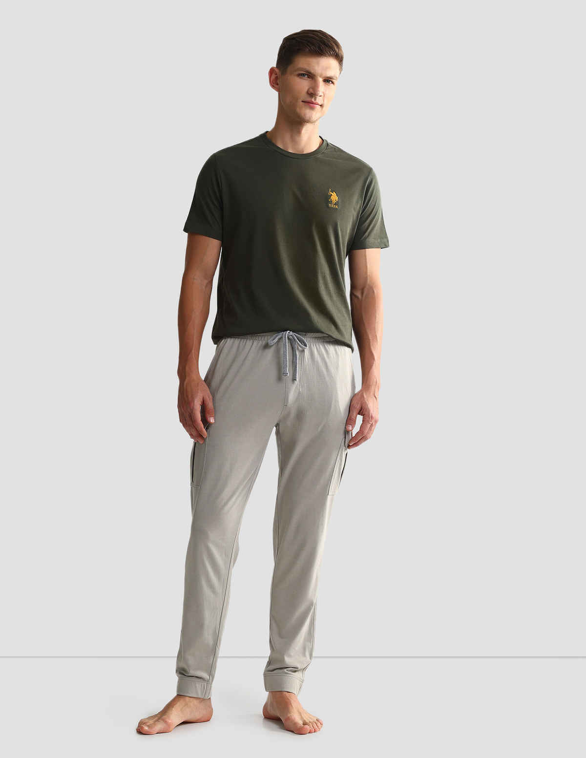 U.S. Polo Assn. Men's Solid T-shirts | Blue Melange & White - M