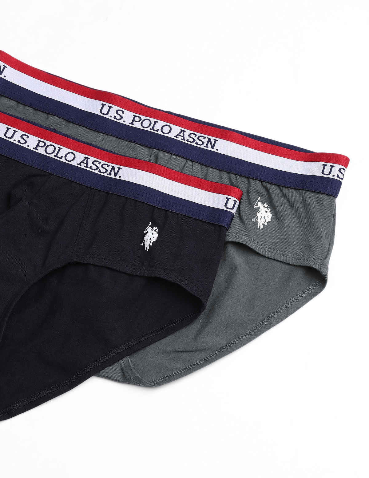 USPA Anti Microbial Cotton Stretch Essential Mens Trunk - Pack of 2 - Iron Gate and Black - M