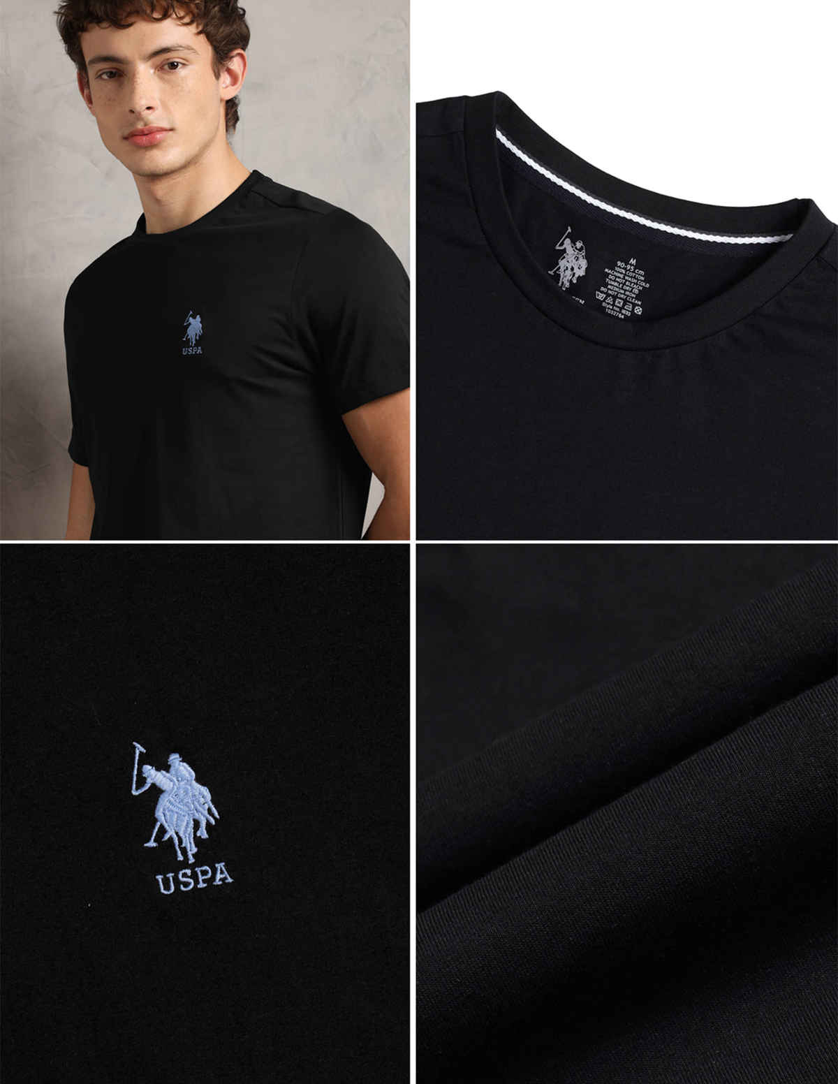 U.S. Polo Assn. Men's Crew Neck Embroidered Logo Lounge T-Shirt | Black - L