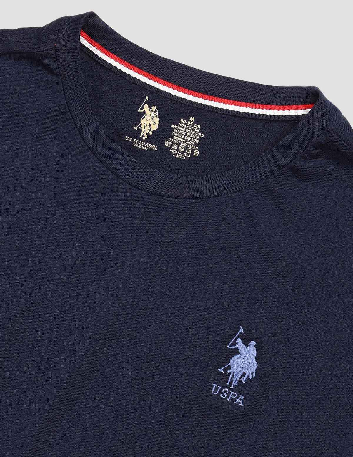USPA Crew Neck Comfort Fit Cotton Tshirt For Men - Navy - S