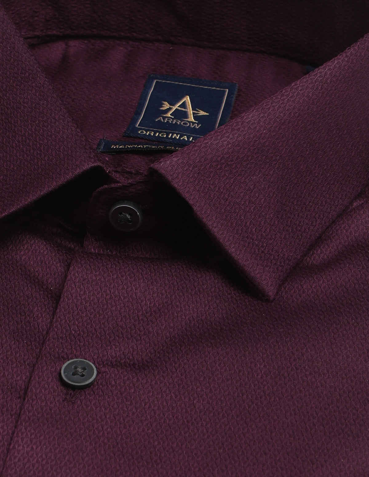 Arrow Men's Formal Pure Cotton Solid Shirt | Wine - 44