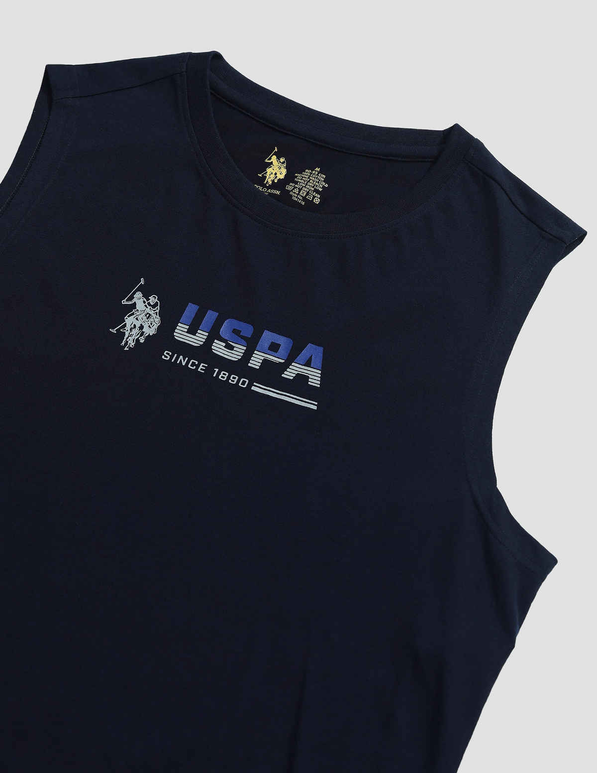 USPA Solid Cotton Vest For Men - Pack of 1 - Navy - M