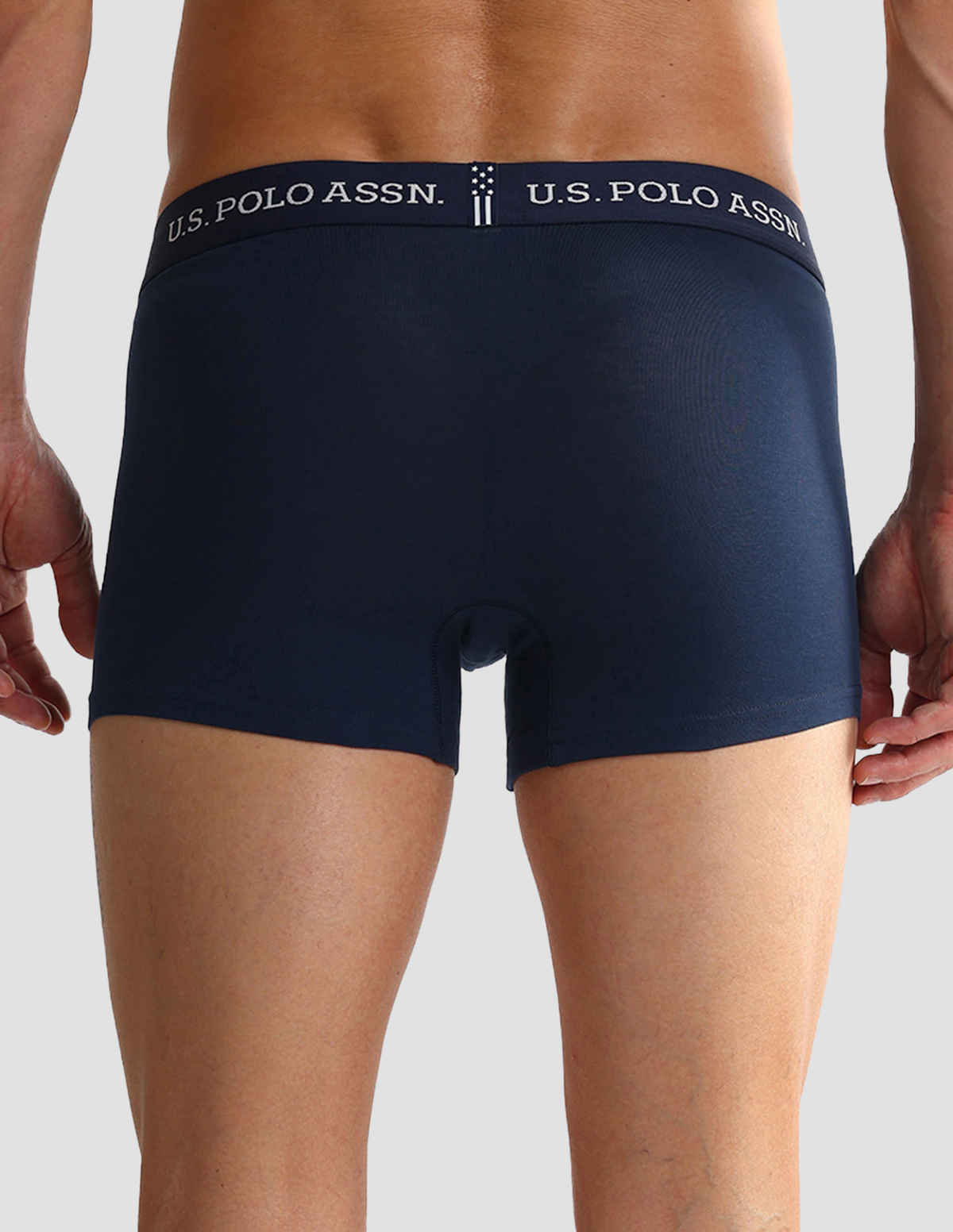 USPA Elastic Waistband Ribbed Solid Mens Trunk - Pack of 2 - Camo Navy and Navy - S