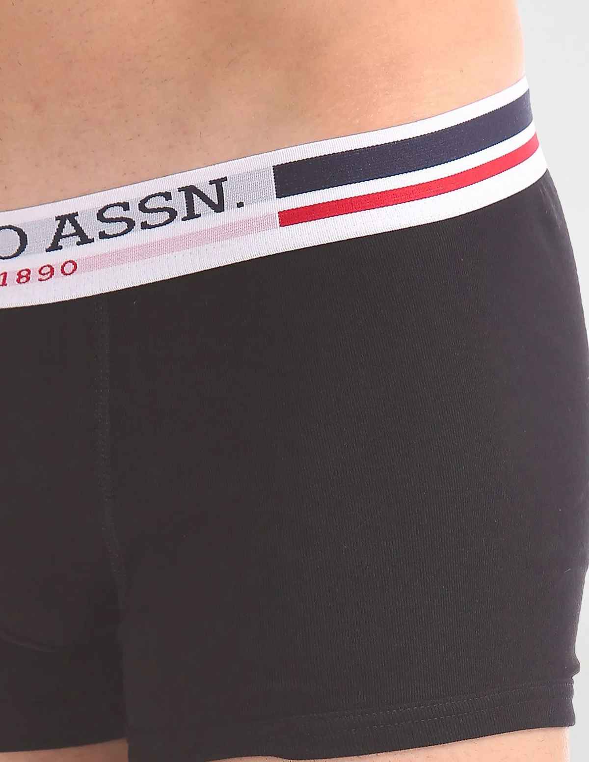 USPA Pure Stretch Cotton Mens Trunk - Pack of 2 - Black - S