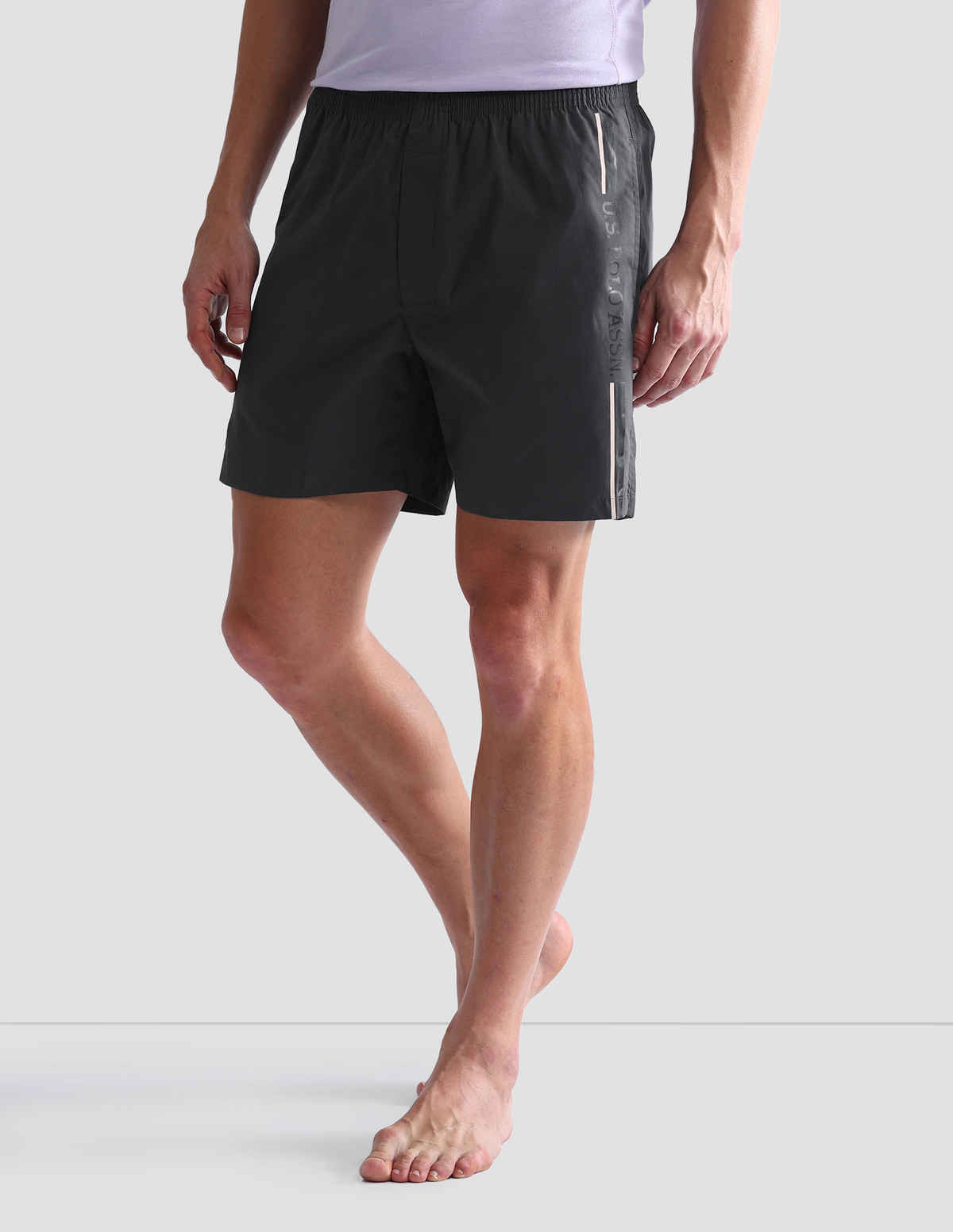 USPA Mid Rise Solid Cotton Shorts For Men - Pack of 1 - Grey - XL