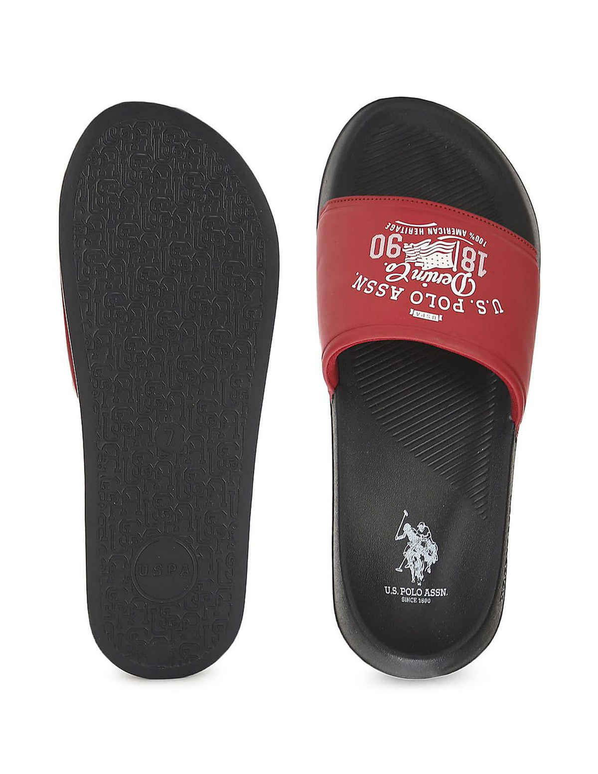 U.S. Polo Assn. Men's Toplin 5.0 Printed Slippers | Red | UK 7