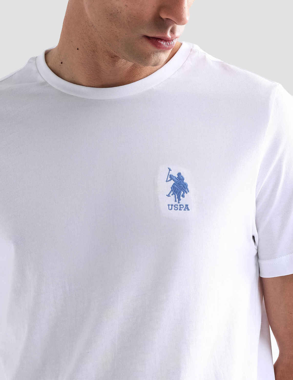 USPA Men's Solid Round Neck Lounge T Shirt - Regular Fit - White - XL