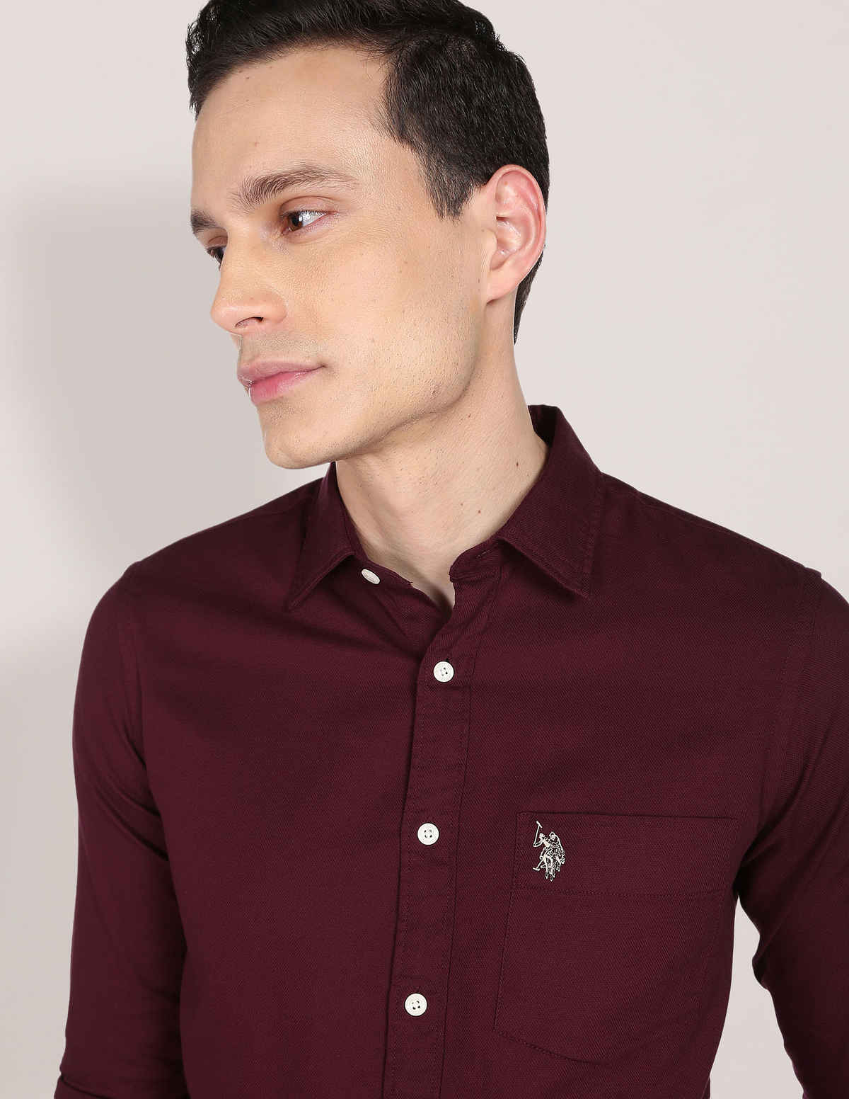 USPA Cotton Regular Fir Shirt For Man - Wine