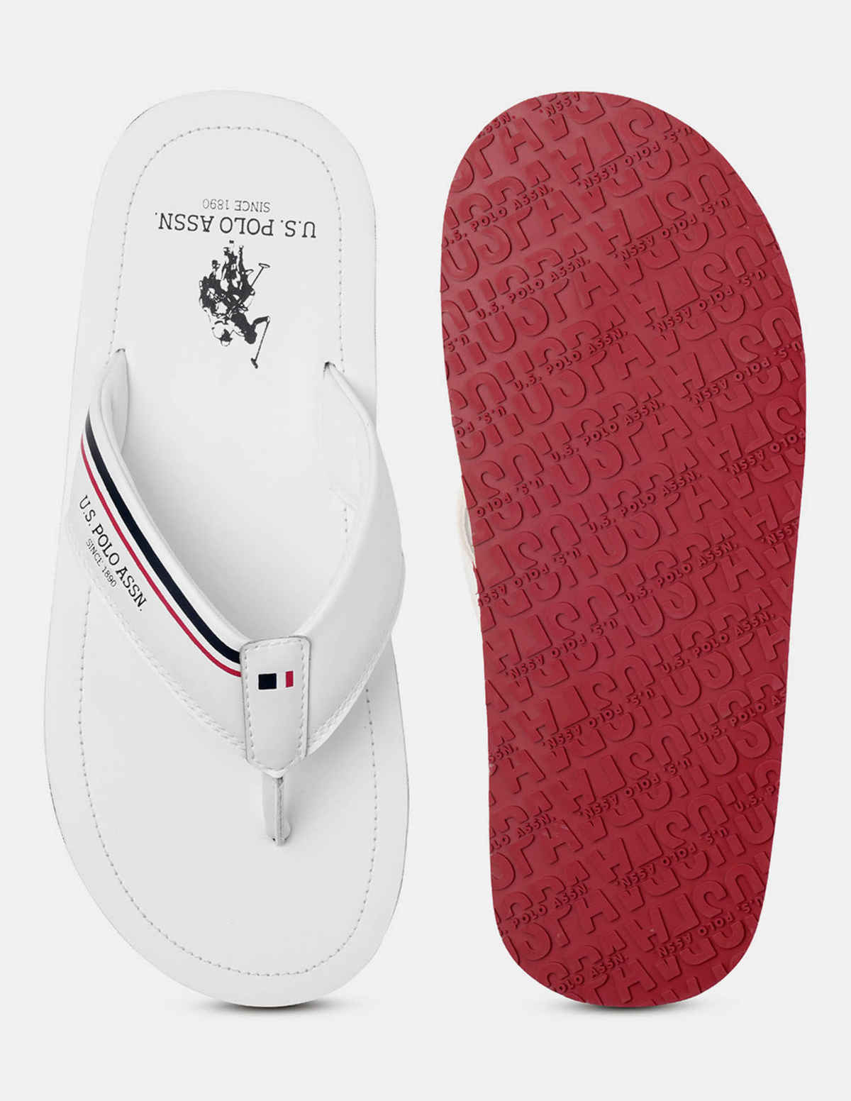 USPA Men Nesta Striped Flip Flops For Man - White - 8