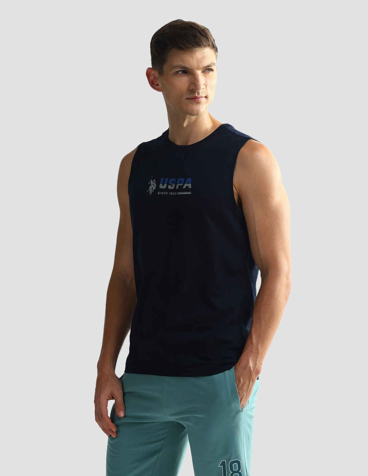 USPA Solid Cotton Vest For Men - Pack of 1 - Navy - M