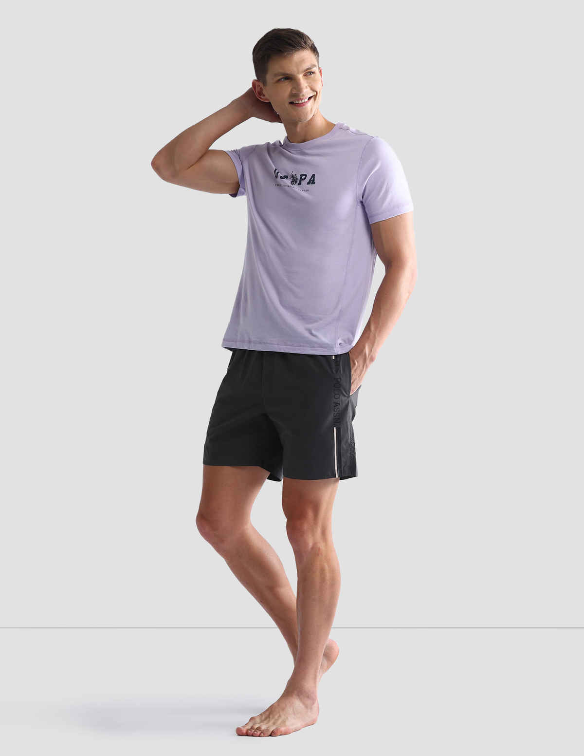 USPA Mid Rise Solid Cotton Shorts For Men - Pack of 1 - Grey - XL