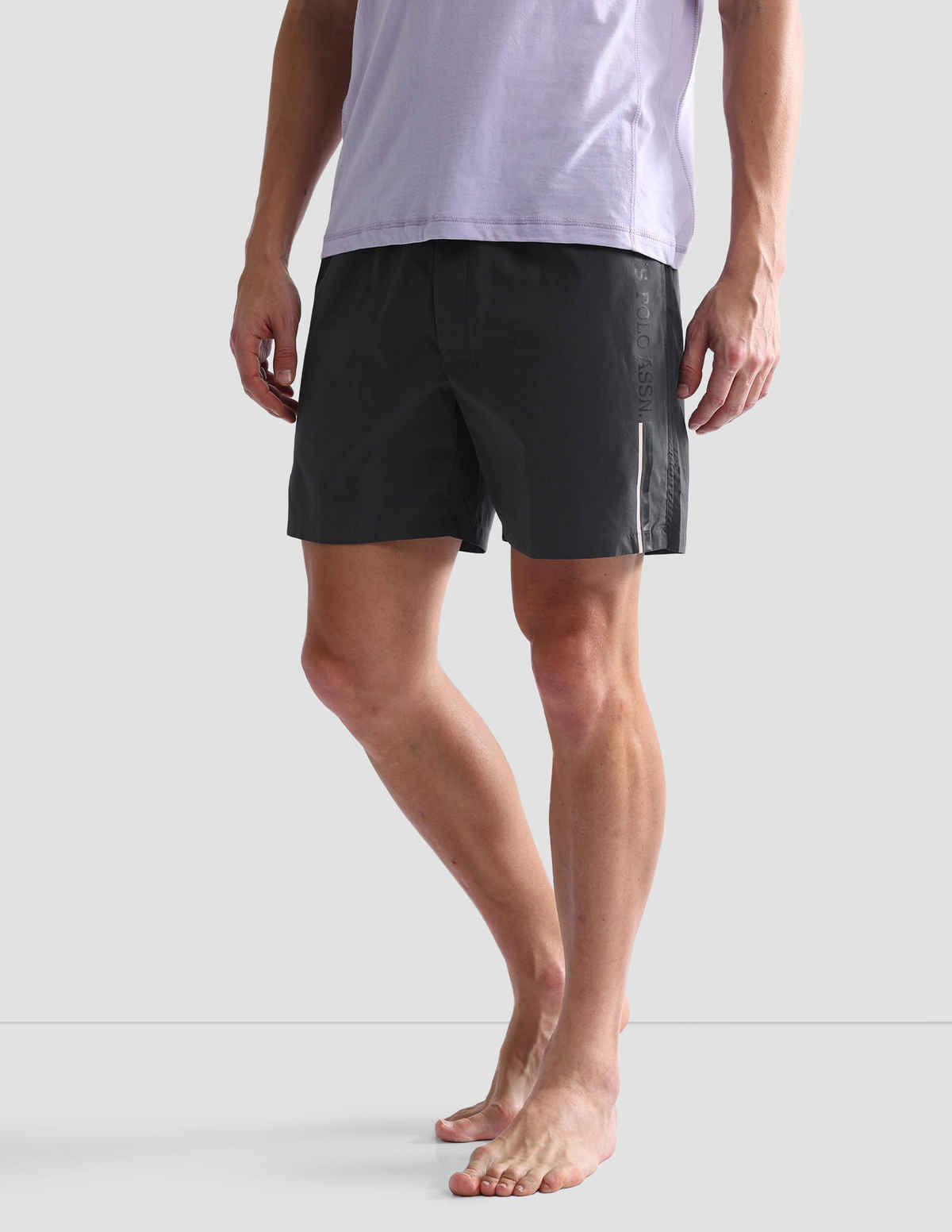 USPA Mid Rise Solid Cotton Shorts For Men - Pack of 1 - Grey - XL