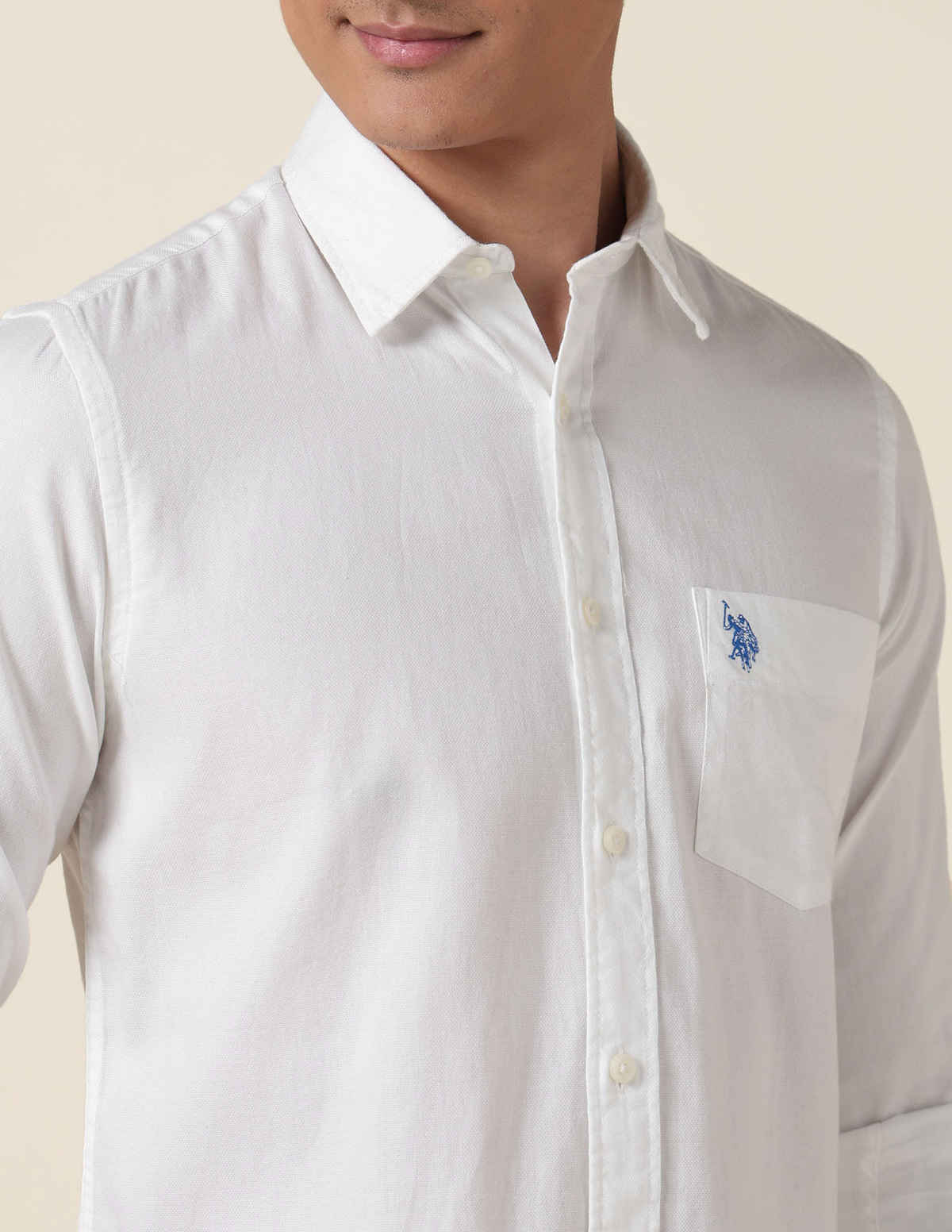USPA Dobby Cotton Shirt for Men Tailored Fit - White
