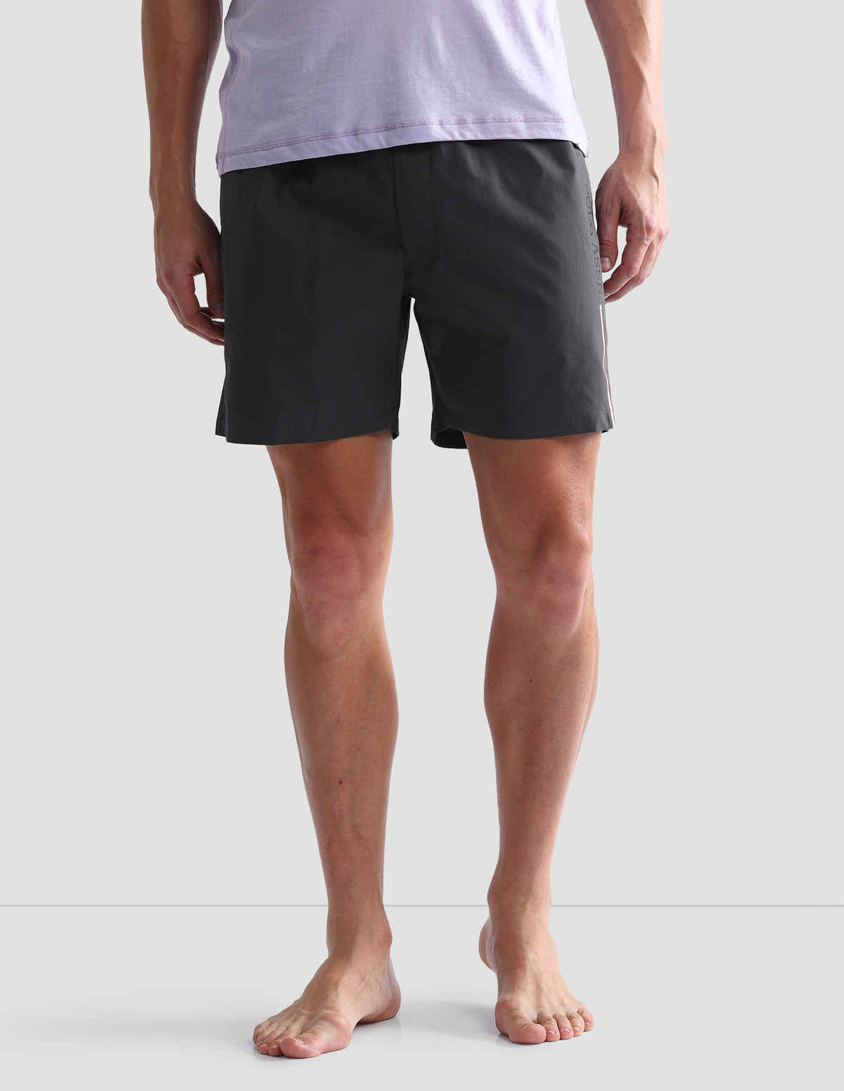 USPA Mid Rise Solid Cotton Shorts For Men - Pack of 1 - Grey - XL