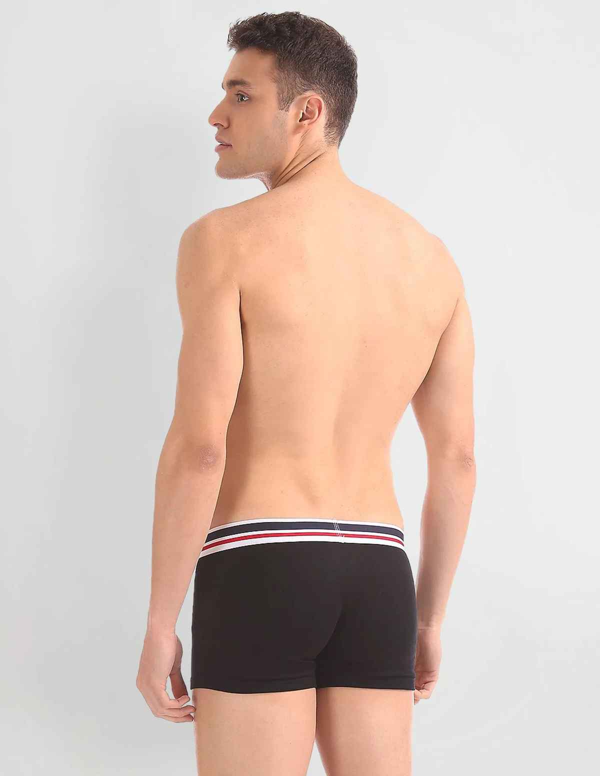 USPA Pure Stretch Cotton Mens Trunk - Pack of 2 - Black - S
