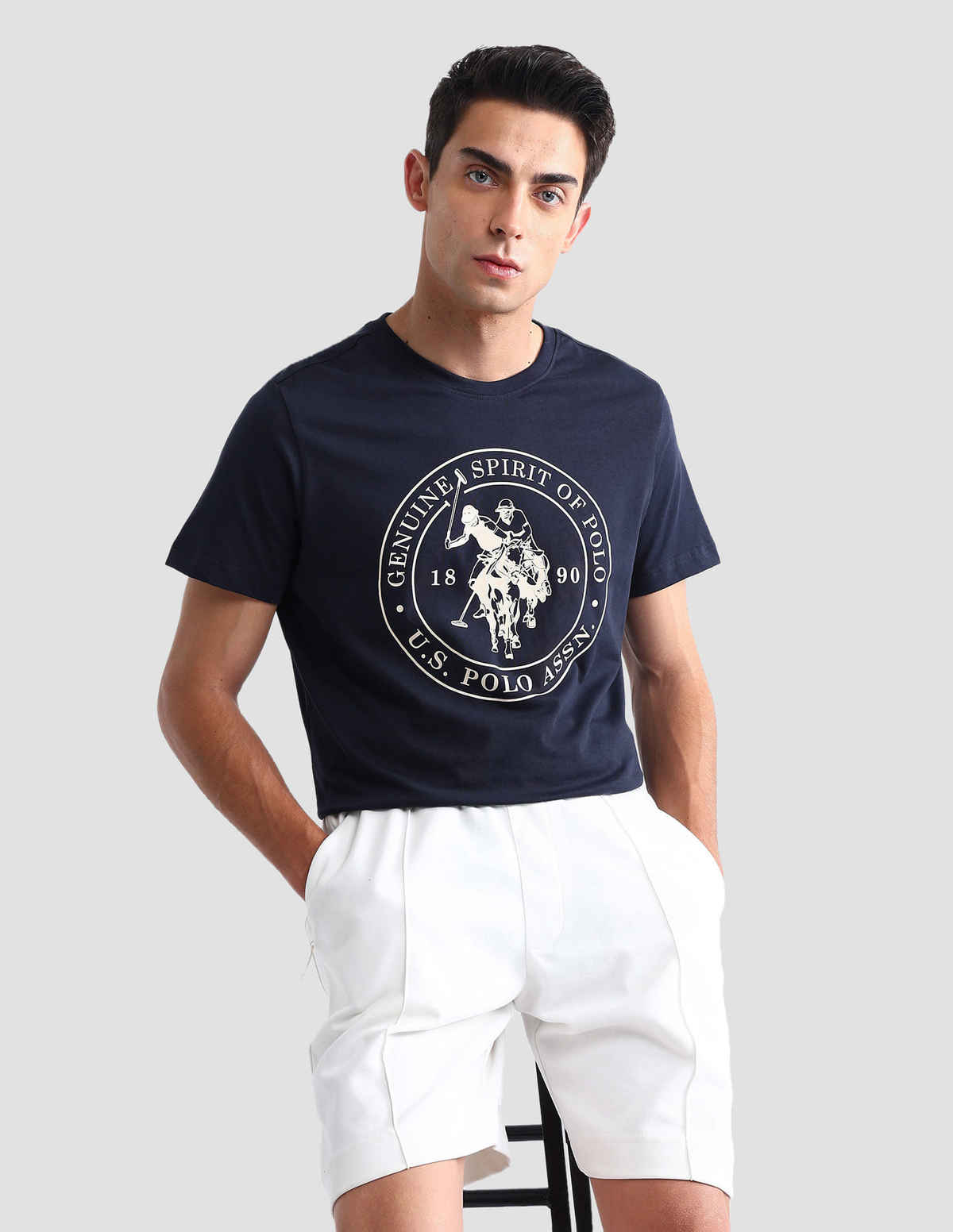U.S. Polo Assn. Men's Comfort Fit Printed Lounge T-Shirt | Navy Blue - L
