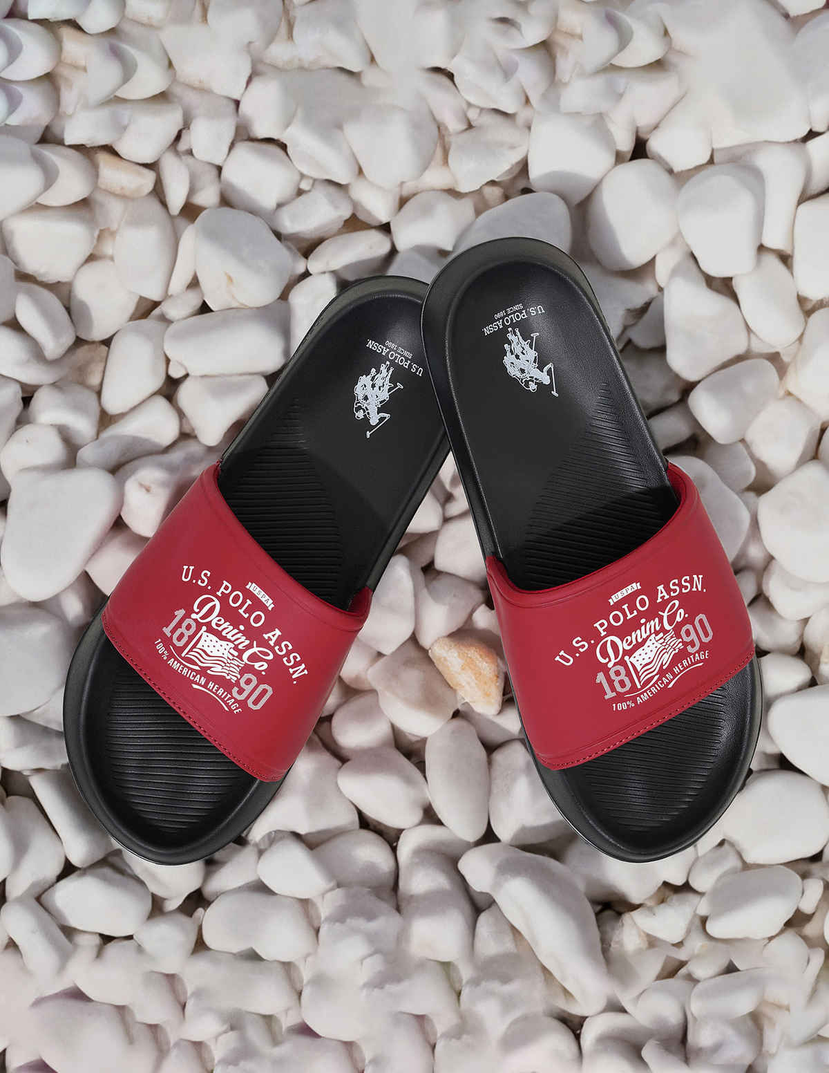 U.S. Polo Assn. Men's Toplin 5.0 Printed Slippers | Red | UK 7