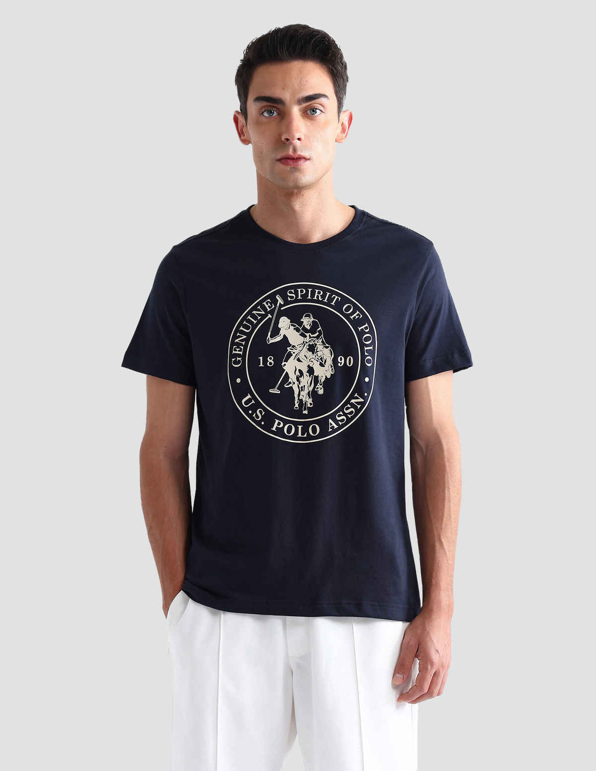 U.S. Polo Assn. Men's Comfort Fit Printed Lounge T-Shirt | Navy Blue - L