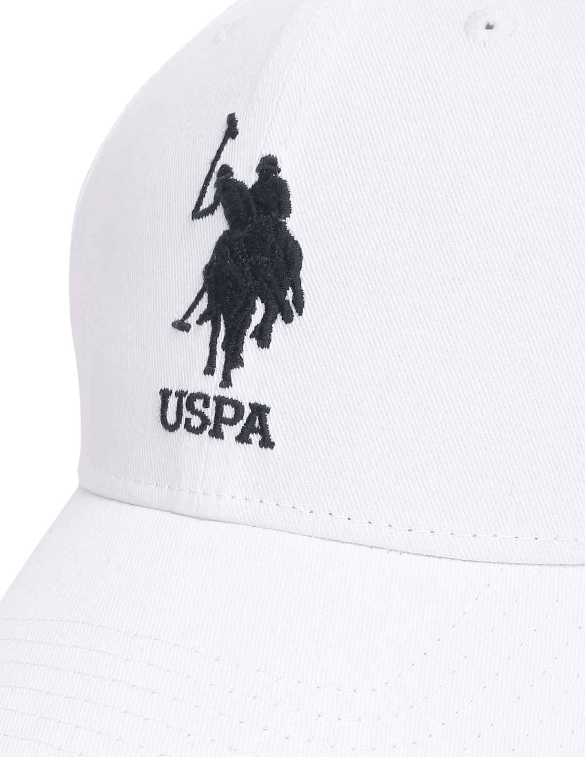USPA Contrast Logo Cotton Cap For Men Stylish - White - One Size