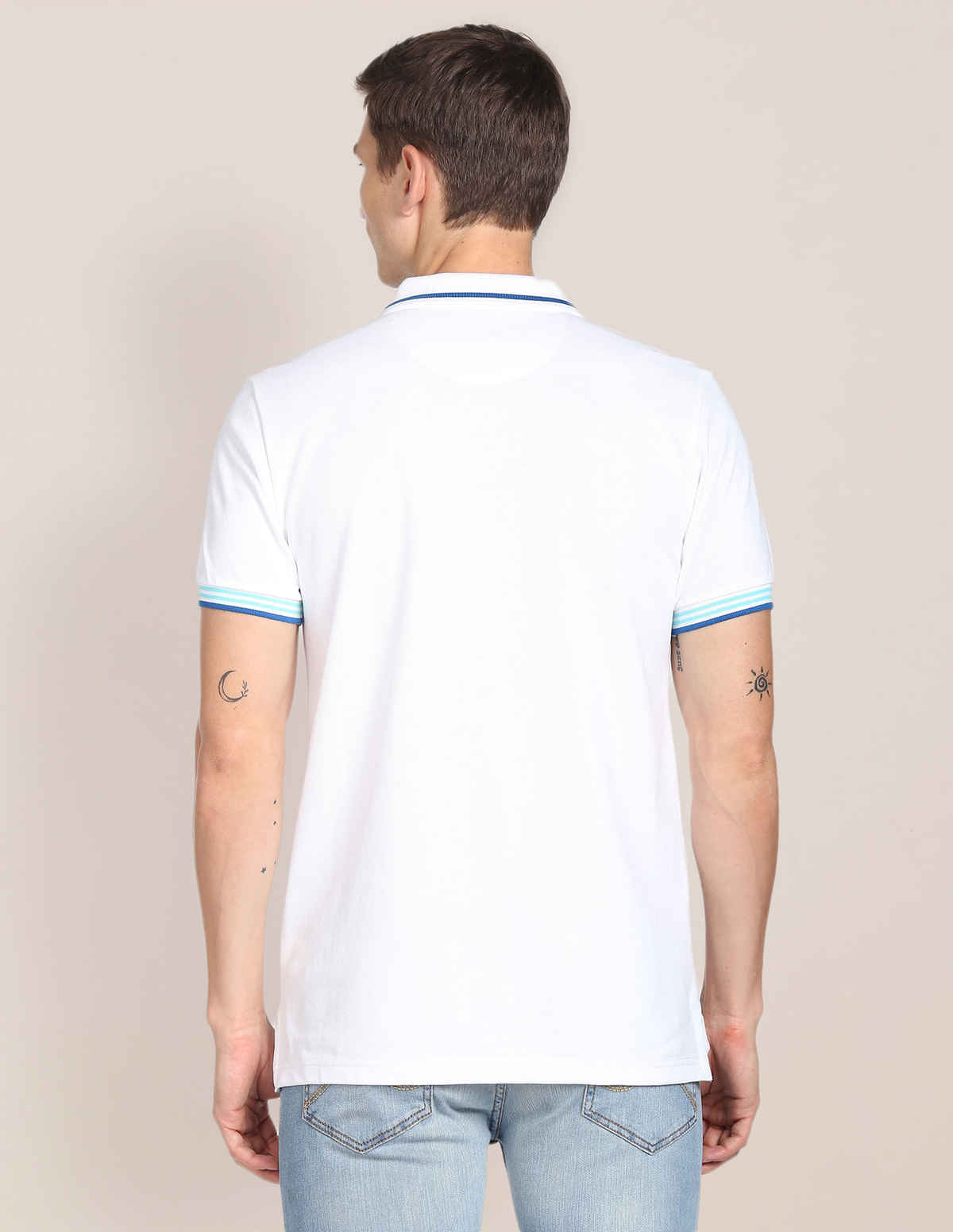 U.S. Polo Assn. Men's Striped Hem Cotton Polo Shirt | White - XXL