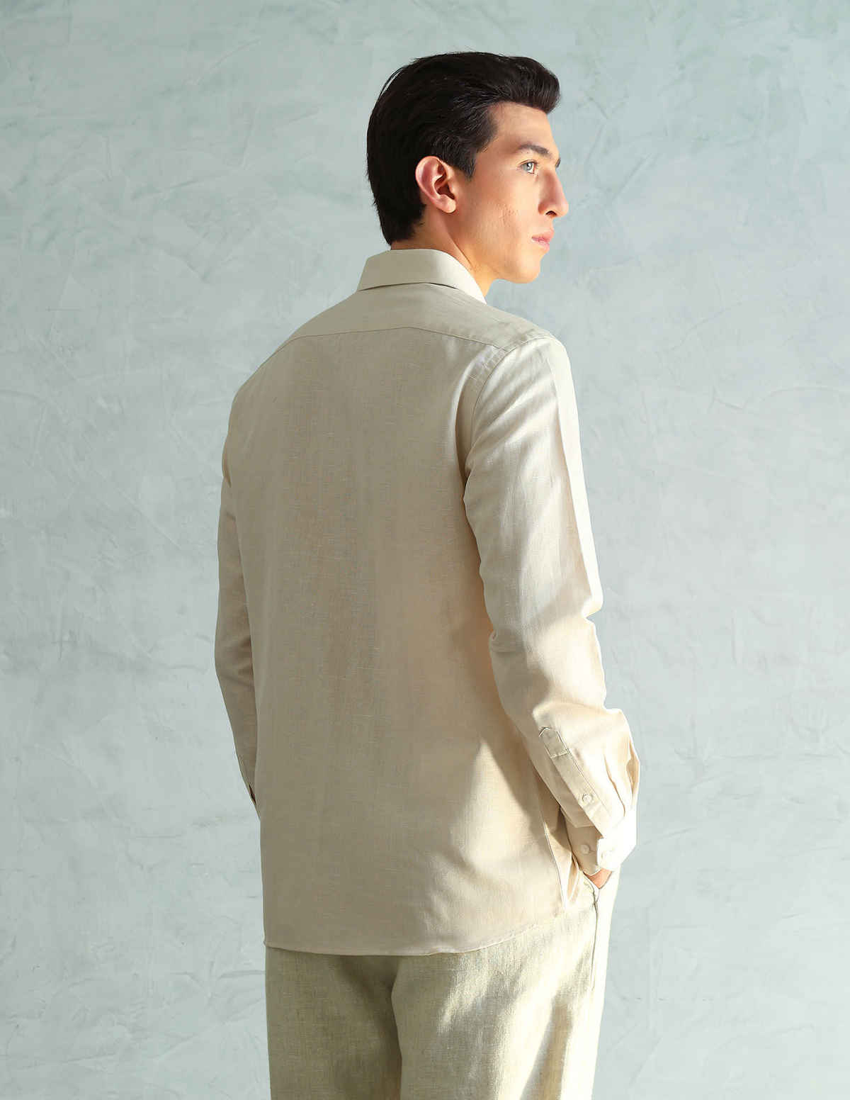 Arrow Cotton Linen Slim Fit Shirt For Man - Beige - 40