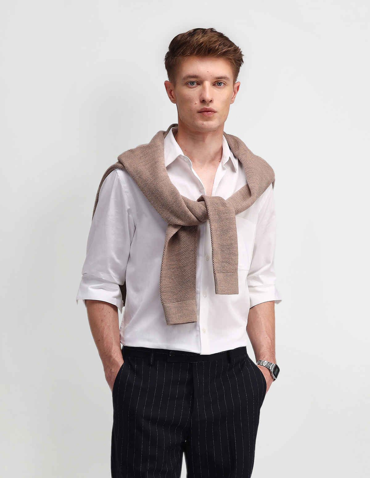 Arrow Men's Formal Cutaway Collar Slim Shirt | White - 39