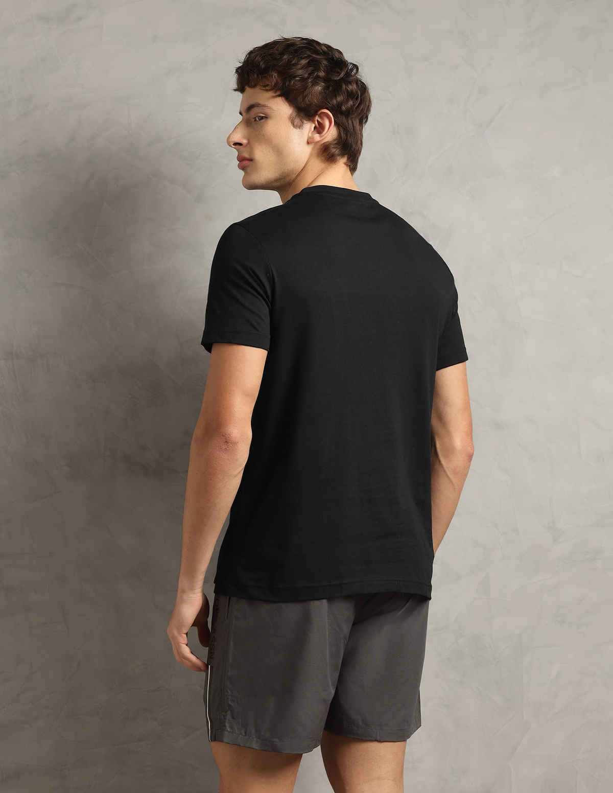 USPA Crew Neck Comfort Fit Cotton Tshirt For Men - Black - S