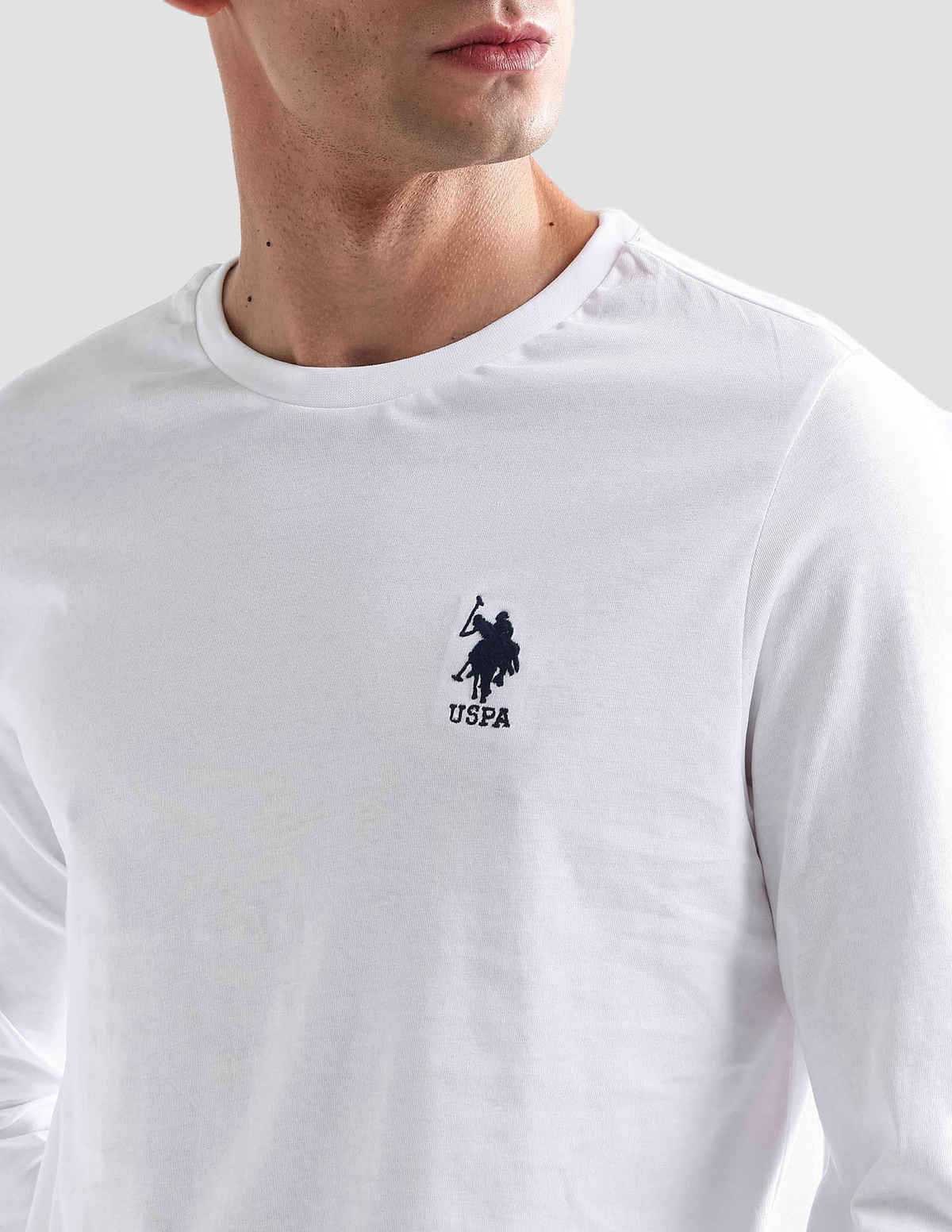 U.S. Polo Assn. Men's Pure Cotton Long Sleeve Lounge T-Shirt | White - L