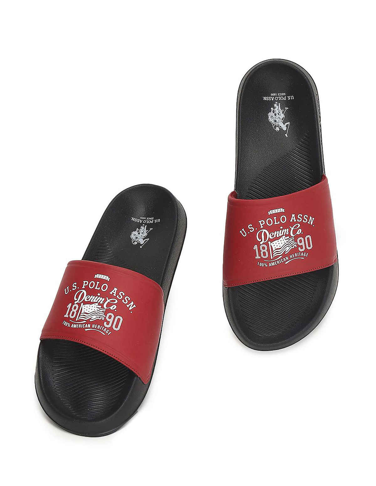 U.S. Polo Assn. Men's Toplin 5.0 Printed Slippers | Red | UK 7