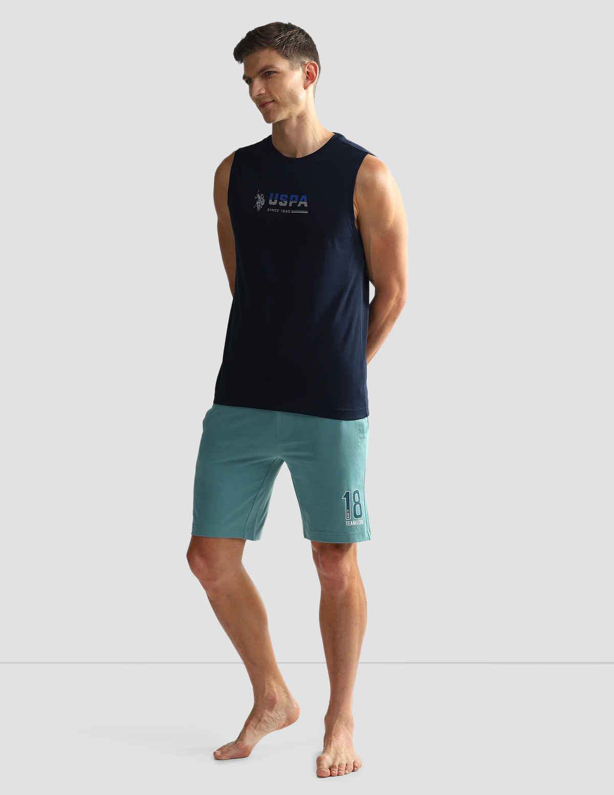 USPA Solid Cotton Vest For Men - Pack of 1 - Navy - XL