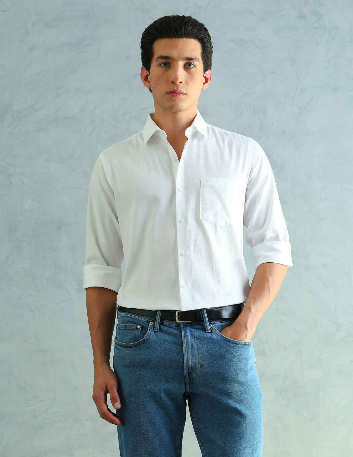 Arrow Full sleeves Slim Fit Smart Formal Shirt For Men - White - 44